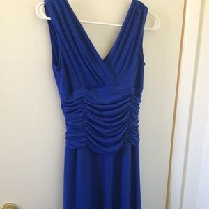 Royal Blue V-neck Ruched Occasion Midi Dress